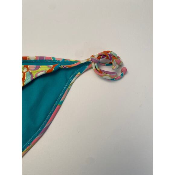 Xhilaration Bikini Bottom Medium Tie String 70's 80's Teal Pink Gold Palm Royale - Picture 4 of 11